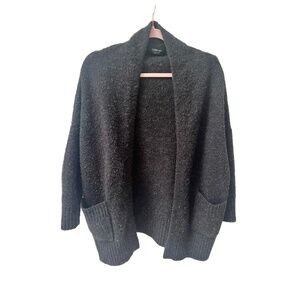 Zara Knit Womens Size Small Black Open Front Pockets Chunky Cardigan
